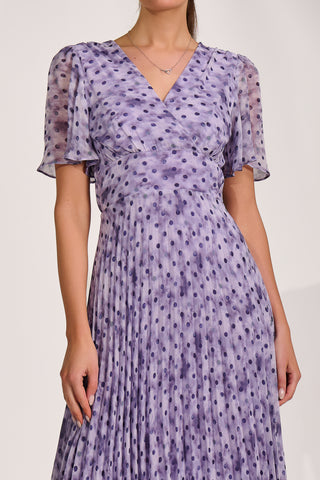 Printed Chiffon Glitter Maxi Dress, Blue Spot