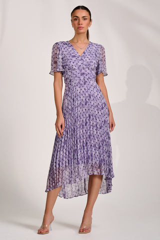 Printed Chiffon Glitter Maxi Dress, Blue Spot