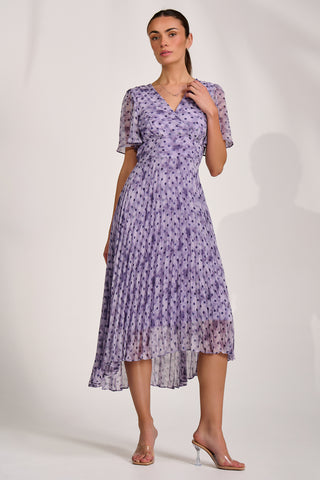 Printed Chiffon Glitter Maxi Dress, Blue Spot