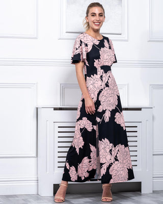 Sample Sale - Angel Sleeve Maxi Dress, Black Floral