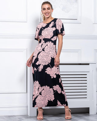Sample Sale - Angel Sleeve Maxi Dress, Black Floral