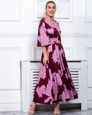 Sample Sale - Maxi Dress, Burgundy Pattern
