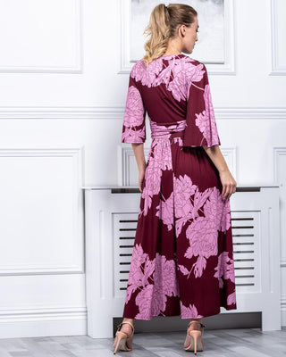 Sample Sale - Maxi Dress, Burgundy Pattern