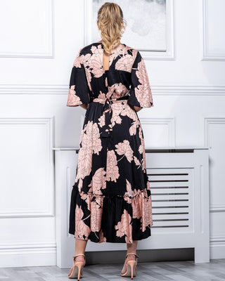 Sample Sale - Tiered Maxi Dress, Black Floral