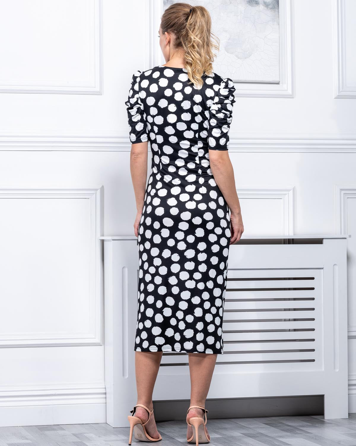 Polka dot bodycon midi hot sale dress