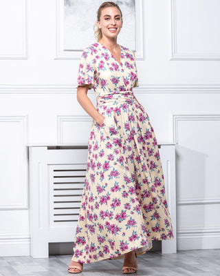Sample Sale - Floral Wrap Maxi Dress, Yellow Floral
