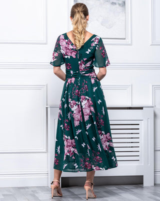 Sample Sale - Floral Midi Dress, Green Floral