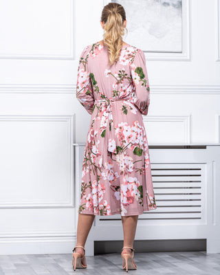 Sample Sale - Long Sleeve V-Neck Midi Dress, Dusty Pink