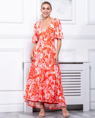 Sample Sale - Angel Sleeve Maxi Dress, Orange