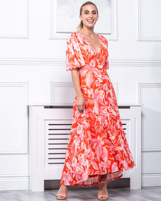 Sample Sale - Angel Sleeve Maxi Dress, Orange