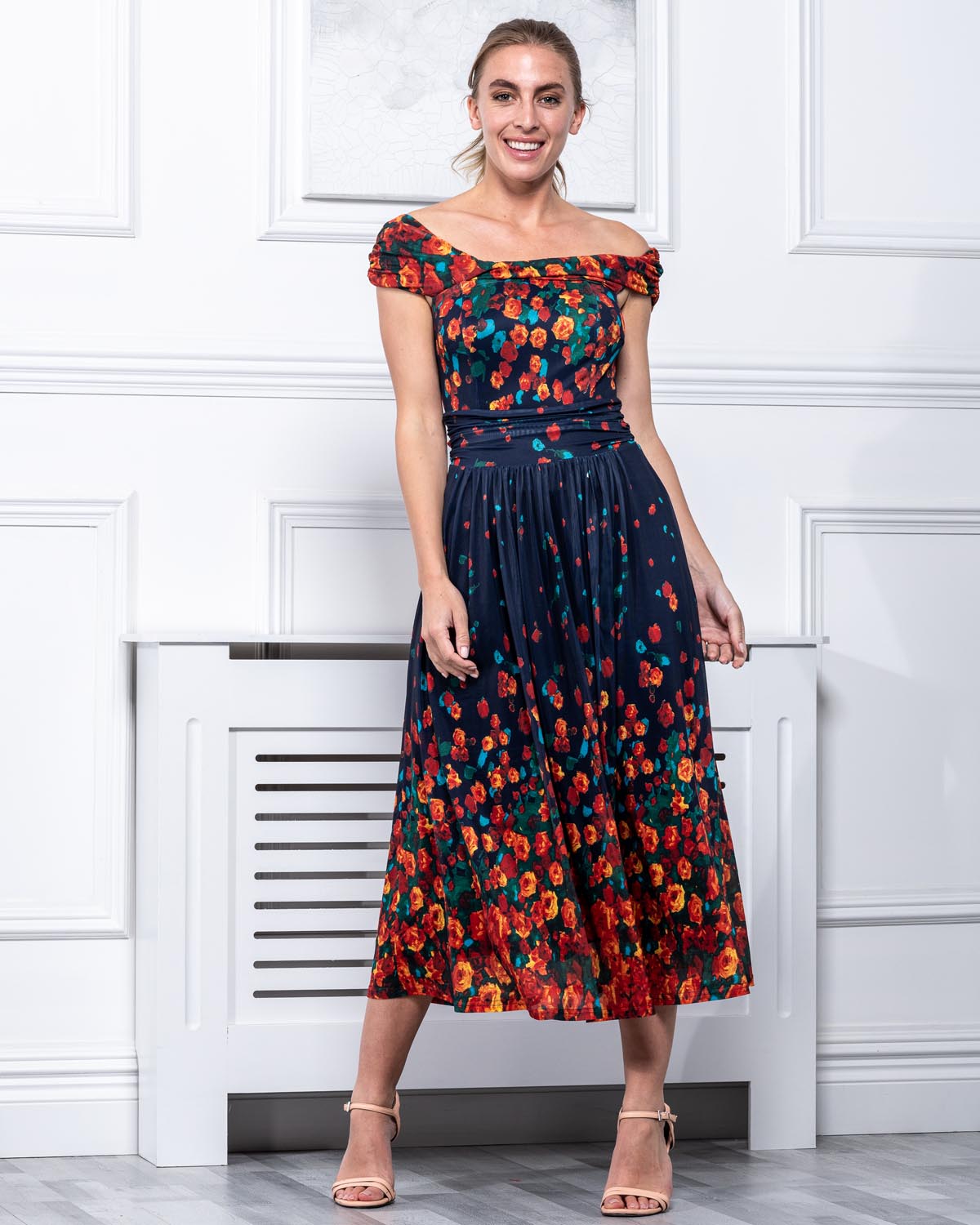 Off shoulder sale midi dress formal