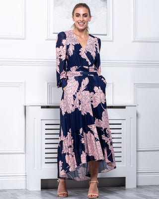 Sample Sale - Long Sleeve Maxi Dress, Navy Floral
