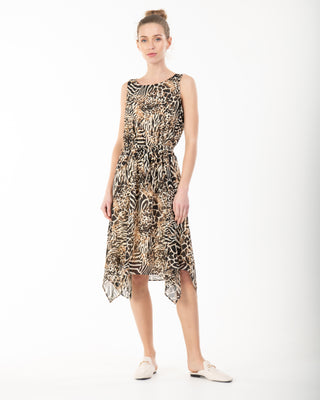 Sample Sale - Midi Dress, Brown Pattern