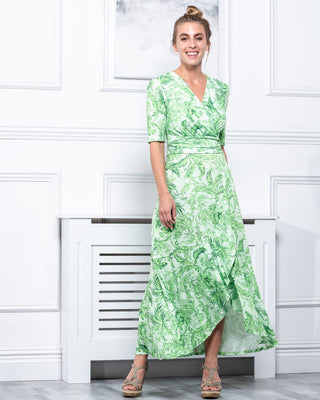 Sample Sale - Wrap Front Maxi Dress, Green Floral