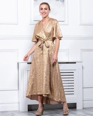 Sample Sale - Angel Sleeve Maxi Dress, Gold