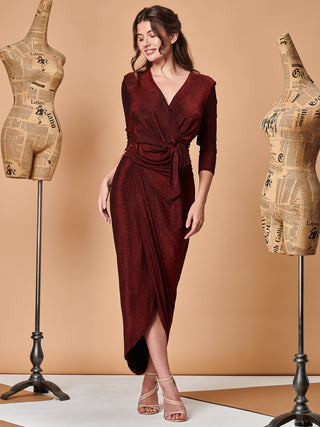Sample Sale - Front Wrap Dress, Wine