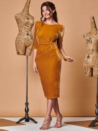 Sample Sale - Velvet Bodycon Dress, Mustard