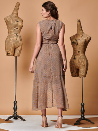 Sample Sale - Sleeveless Front Wrap Maxi Dress, Multi