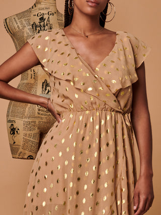 Sample Sale - Maxi Ruffle Dress, Gold