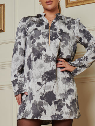 Sample Sale - Long Sleeve Dress, Grey Pattern