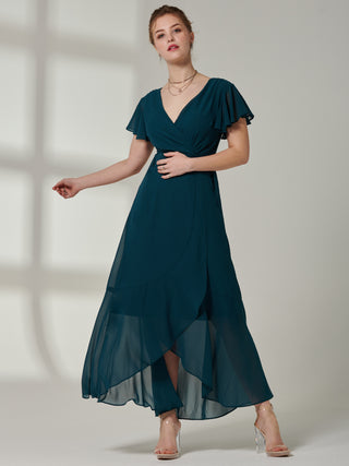 Sample Sale - Angel Sleeve Chiffon Maxi Dress, Jade Green