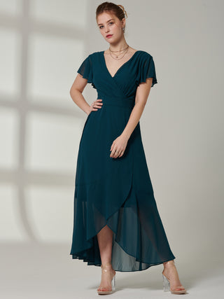 Sample Sale - Angel Sleeve Chiffon Maxi Dress, Jade Green