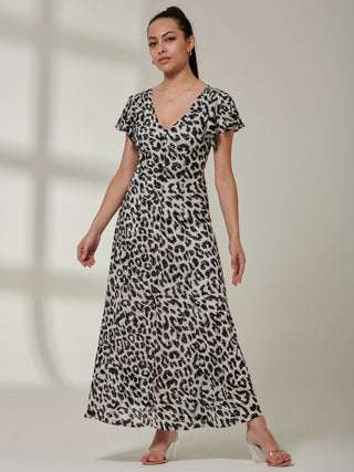 Sample Sale - Lace Floral Print Maxi Dress, White Multi