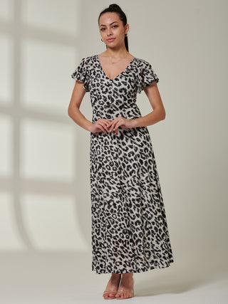 Sample Sale - Lace Floral Print Maxi Dress, White Multi