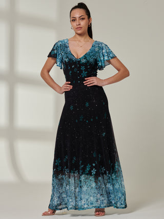 Sample Sale - Midnight Mesh Maxi Dress, Black-blue