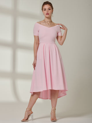 Sample Sale - Plain Short Sleeve Midi Dress, Pink