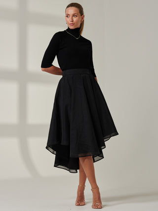 Sample Sale - Plain Fit & Flare Skirt, Black