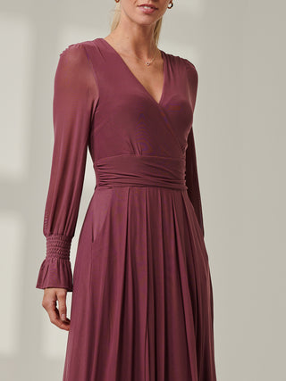 Sample Sale - V-Neck Mesh Maxi Dress, Mauve