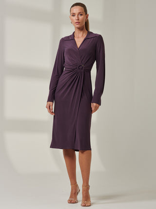 Sample Sale - Tie Waist Shirt Dress, Purple