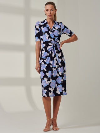 Sample Sale - Floral Midi Shirt Dress, Blue Multi