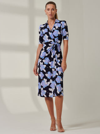 Sample Sale - Floral Midi Shirt Dress, Blue Multi