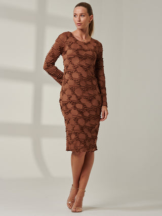 Sample Sale - Ripped Mesh Bodycon Dress, Brown