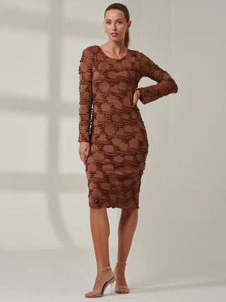 Sample Sale - Ripped Mesh Bodycon Dress, Brown