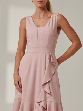 Sample Sale - Ruffle Fit&Flare Mini Dress, Light Pink