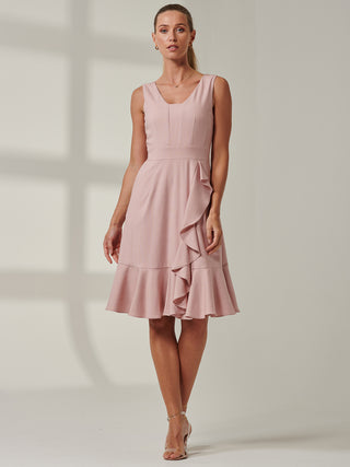 Sample Sale - Ruffle Fit&Flare Mini Dress, Light Pink