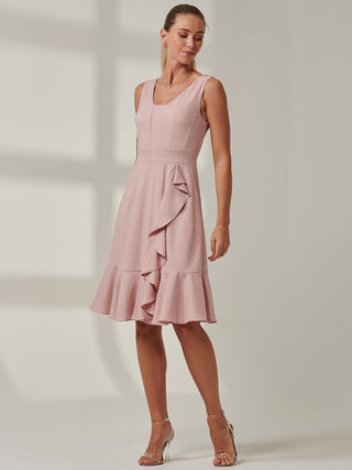 Sample Sale - Ruffle Fit&Flare Mini Dress, Light Pink