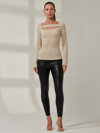 Sample Sale - Shimmery Square Neck Top, Stone