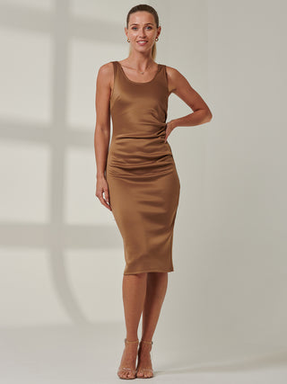 Sample Sale - Open Back Midi Dress, Brown