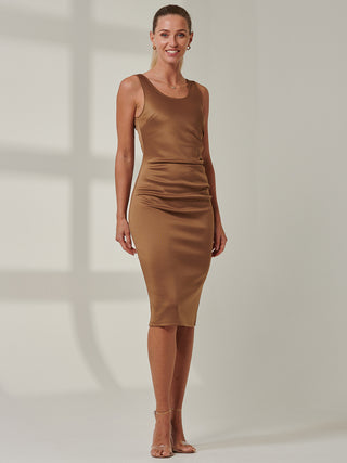 Sample Sale - Open Back Midi Dress, Brown