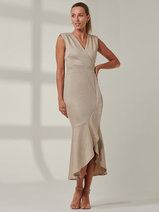 Sample Sale - Sleeveless Ruffle Hem Maxi Dress, Cream