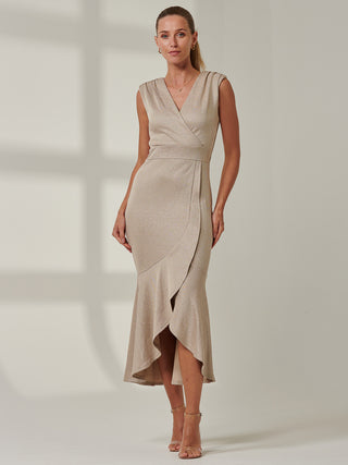 Sample Sale - Sleeveless Ruffle Hem Maxi Dress, Cream