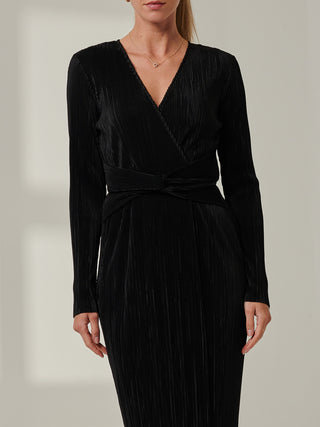 Sample Sale - Structured Long Sleeve Maxi Dress, Black