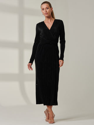 Sample Sale - Structured Long Sleeve Maxi Dress, Black