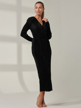 Sample Sale - Structured Long Sleeve Maxi Dress, Black