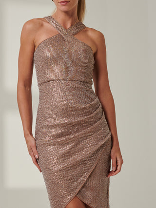 Sample Sale - Sleeveless Sequin Midi Dress, Brown