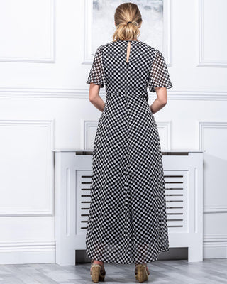 Sample Sale - O-Ring Printed Cut Out Dress, Black White Pattern
